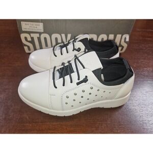 Stacy Adams Boys White Halden Slip-On Cap Toe Elastic Lace Shoes Size‎ 11.5